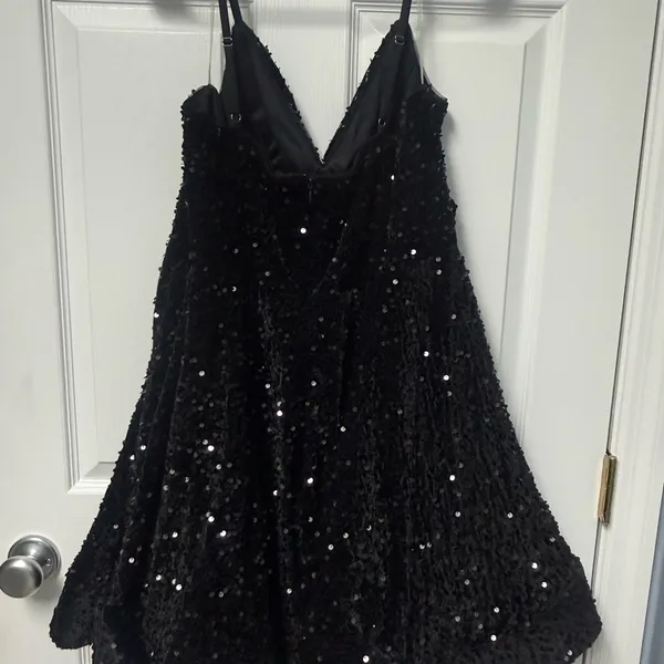 Stacees Black Sequin Dress size 16 - Image 5