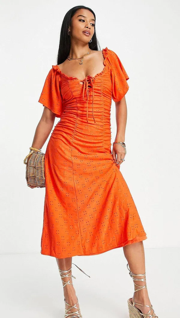 ASOS Orange Midi Dress - Image 2