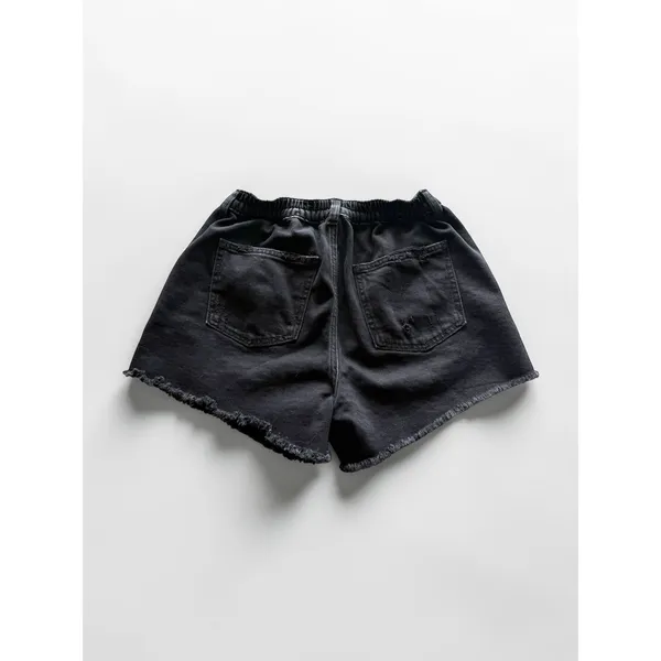 Aerie Black Distressed‎ Denim Shorts High Waisted Frayed Hem Small - Image 2