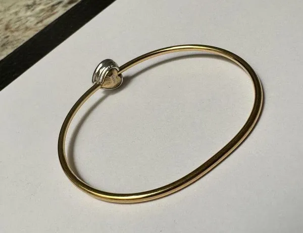 Monet Gold Tone Skinny Bangle Bracelet 7 3/4 Inch Silver Tone Rhinestone Heart - Image 7