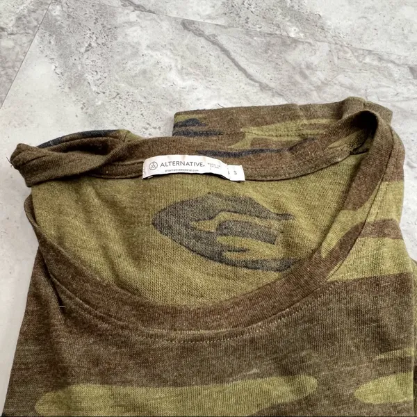 Alternative Apparel Camo Olive Green T-Shirt‎ Dress Size Small S - Image 4