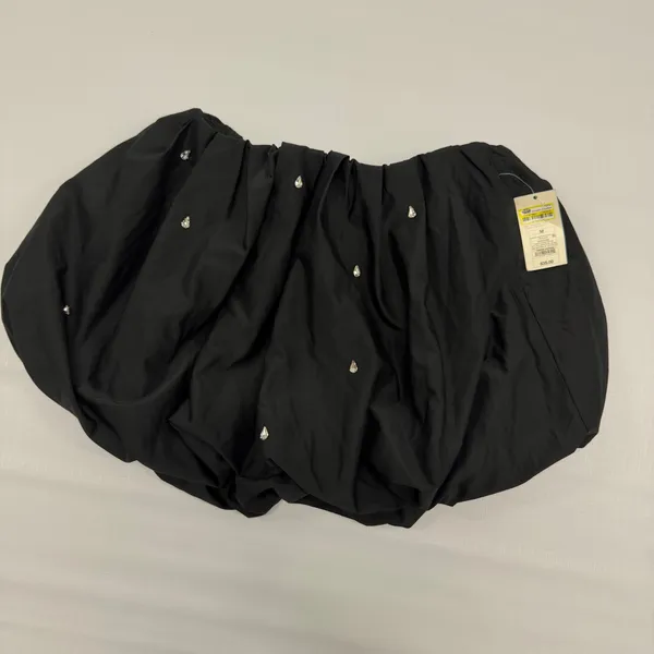 A New Day Black Bubble Mini Skirt Rhinestone Embellished Puffy Party Skirt M - Image 4