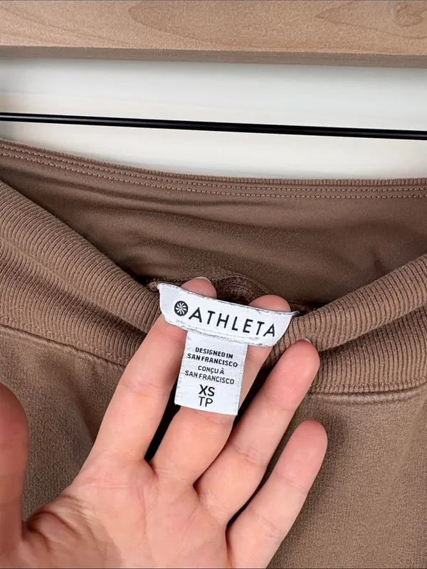Athleta Retroplush Velvet Sweatpants Straight Leg Brown Tan Women’s XS - Image 5