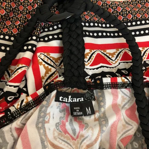 Takara Long Maxi cottagecore Dress w/ beautiful braided straps y2k geometric - Image 6