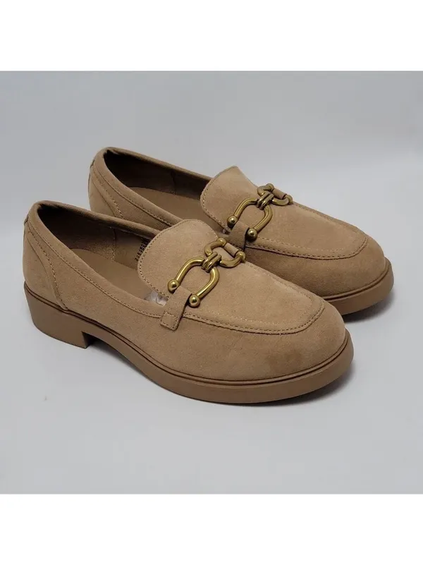 Torrid Clean Faux Suede Chunky Buckle Platform Tan Loafers Size 10 WW - Image 11