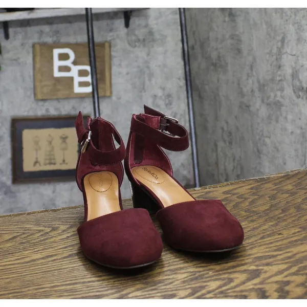Style & Co. Two Piece Stacked Heel Dress Pumps Berry Microsuede Purple 8.5M - Image 3