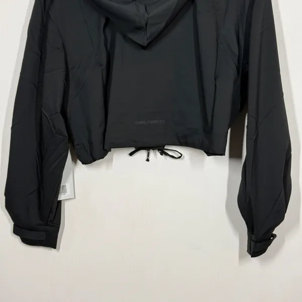 Girlfriend Collective Windbreaker Jacket Women XS Black Full Zip Hoodie Crop NWT - Image 6
