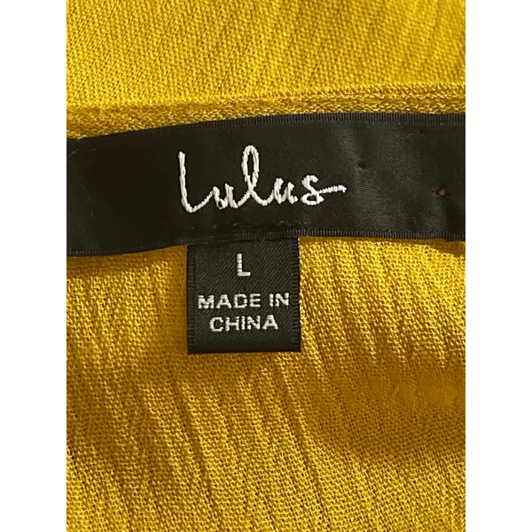 Lulus Much Obliged Women's Yellow Deep V Neck Short Sleeve Maxi Wrap Dress Sz L - Image 5