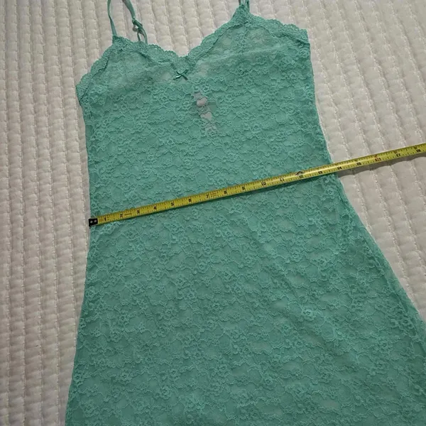 Victoria’s Secret Lace Sheer Lingerie Slip Dress Sz M Medium Teal Green - Image 5