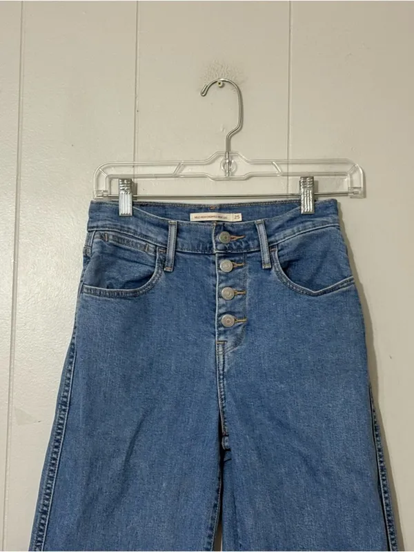 Levi’s Mile High Wide Leg Cropped Jeans Women’s Size 25 High Rise Button Fly - Image 2