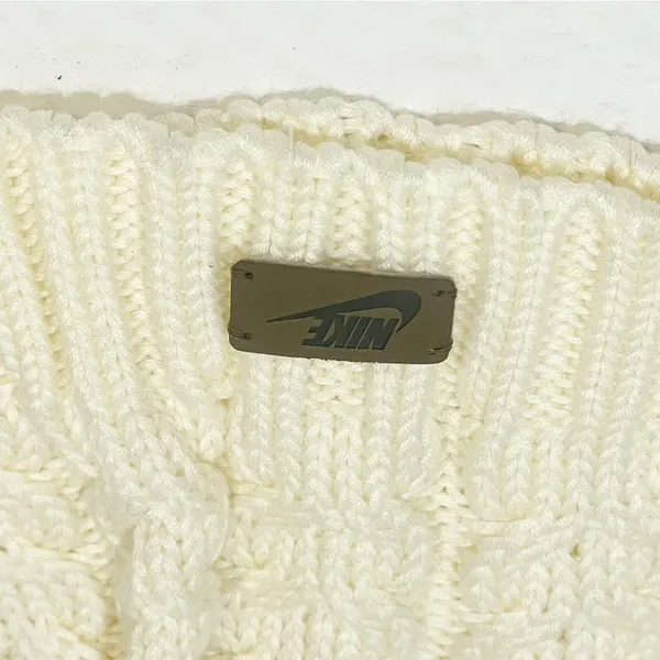 Nike‎ Sportswear Cream Cable Knit Cuffed Beanie Hat Removable Pom - Image 2