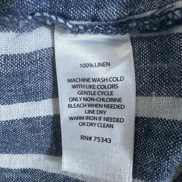 St. Tropez West Striped Linen Shift Dress Blue White Coastal Sleeveless Size 2 - Image 6