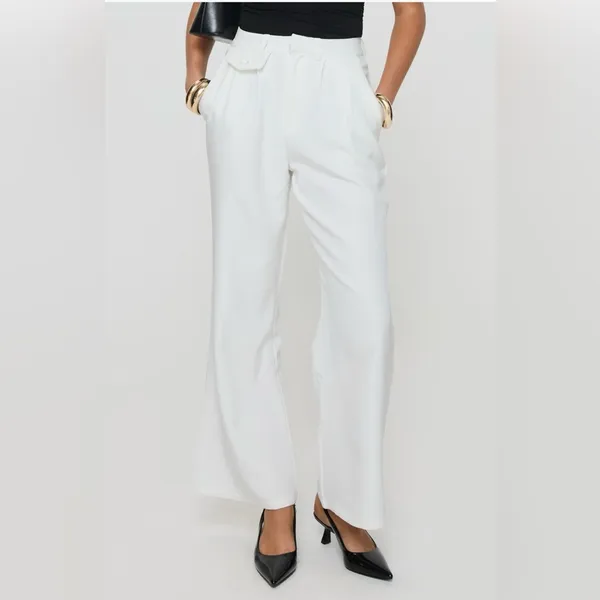 Princess Polly White Pleated Wide Leg Pants Size‎ 4 - Image 2