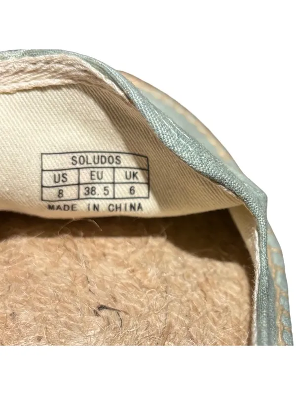 Soludos Flamingo Embroidered Chambray Espadrilles Size 8 - Image 9