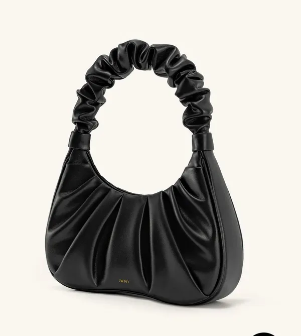 Gabbi Ruched Hobo Handbag - Black - Image 3