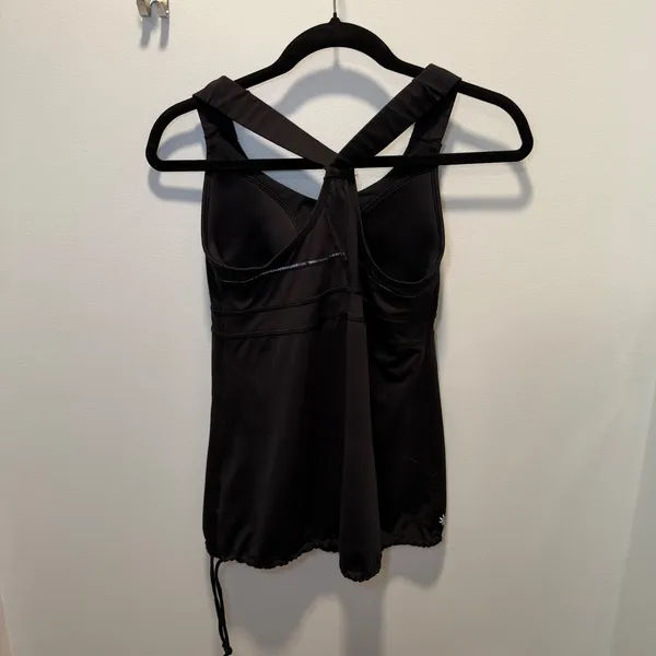 Athleta Tank Top Black Small Cross Back Shelf Bra Yoga Athleisure - Image 2