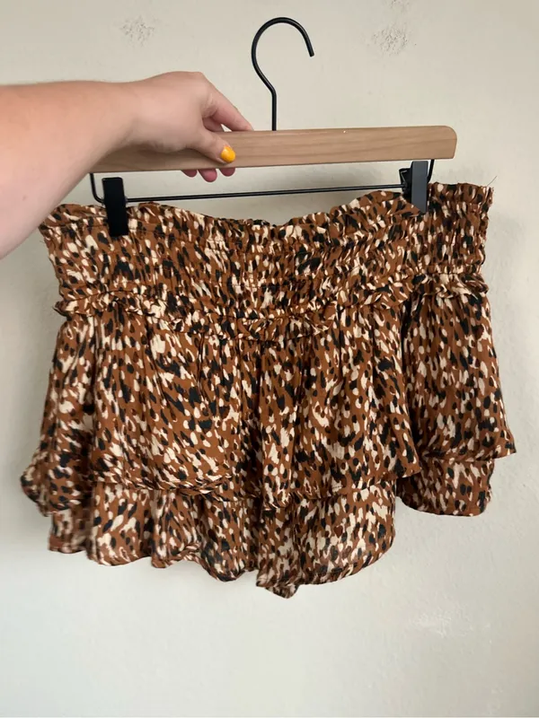NWT Anthropologie Celandine Animal Print Tiered Ruffle Shorts - Image 7