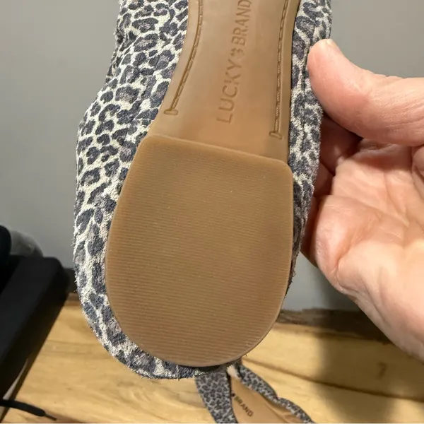*NEW* Lucky Brand Emmie Ballet‎ Flat leopard print boho leather Size 7.5 B100 - Image 5