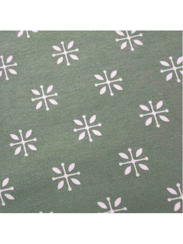 LAKE Pajamas Green White Geometric Leaf Short Sleeve Loungewear Pima Cotton L - Image 10