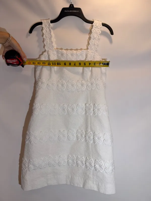 Lilly Pulitzer Davis Resort White Cotton Lace Trim Smocked Sundress Size 8 - Image 4