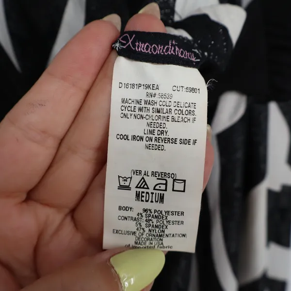 Xtraordinary Zebra Print Halter Dress Black White Glitter Tulle Hem Medium USA - Image 2