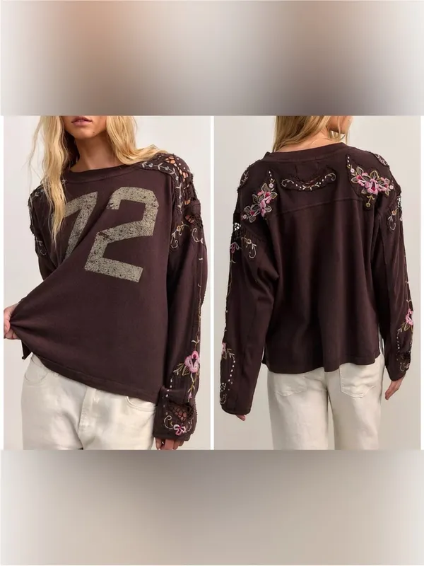 NWT Free People We The Free Lilith Tee - chocolate brown - Medium - Image 2