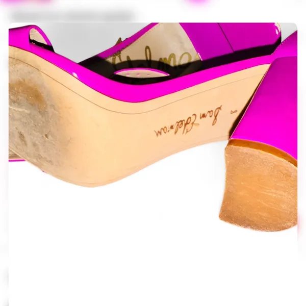 Sam Edelman Hot Pink Patent Ankle Strap Heels Barbiecore Statement Sandals 8M - Image 7