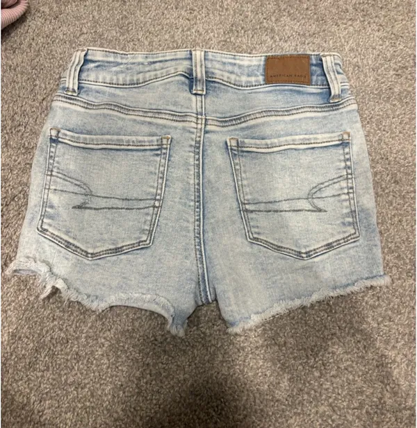 American Eagle Next Level Stretch Denim Jean Shorts High-Rise Light Wash - Image 2
