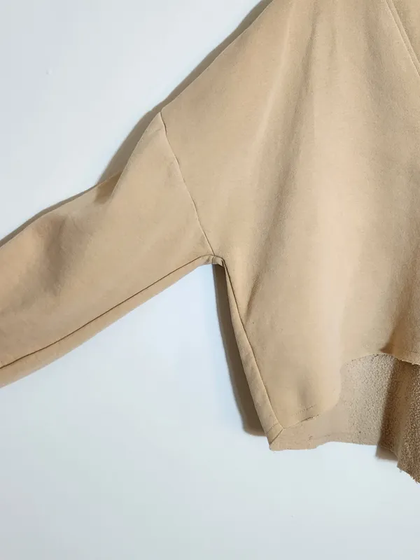 Urban Outfitters Cream Oversized Cropped Hoodie Sweatshirt Size Small - Image 3