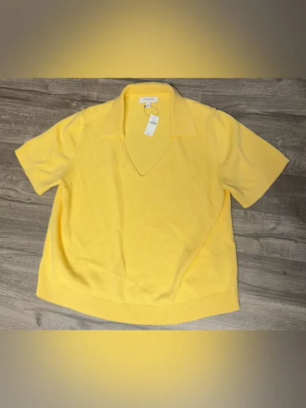 Banana Republic NWT Yellow Cotton Short Sleeve Polo Sweater XL - Image 3