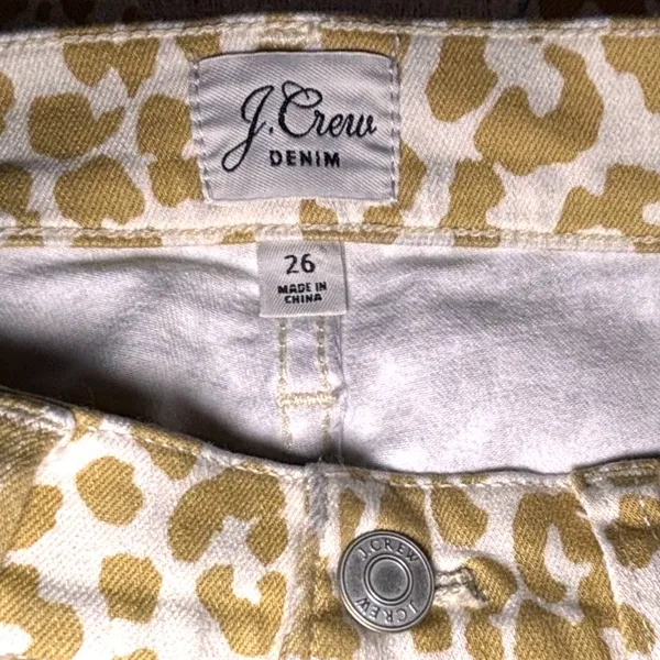 J.Crew Leopard Print Skinny Jeans Size 26 Tan Animal Print Mid Rise Stretch - Image 2