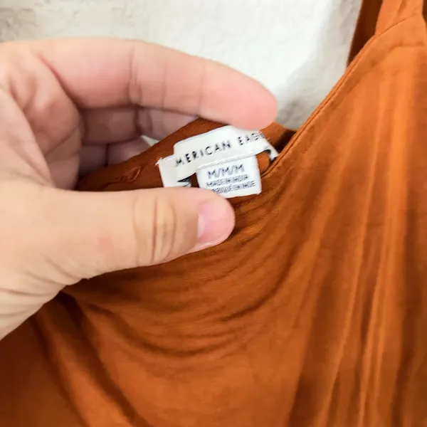 American Eagle Outfitters Rust Tie-Shoulder Jumpsuit - Image 2
