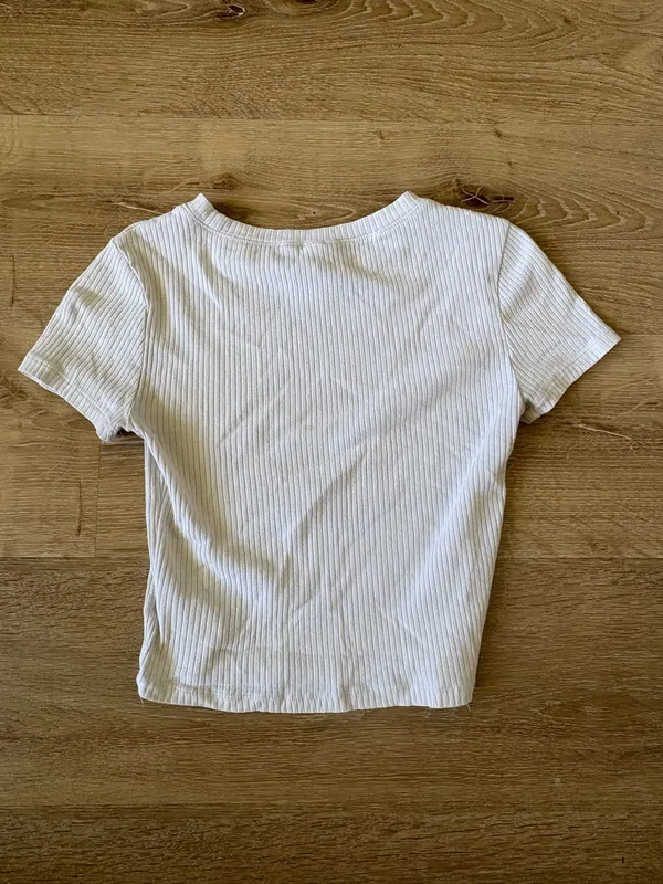 White Ribbed Crewneck Short Sleeve Baby Tee - Image 5