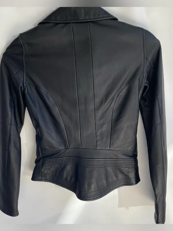 Lot78 European luxury black leather biker jacket 90s downtown girl goth grunge - Image 6
