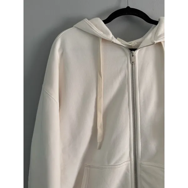 NWT Everlane Luxe Fleece Oversized Full Zip Hoodie Sweatshirt Bone Womens Large - Image 6