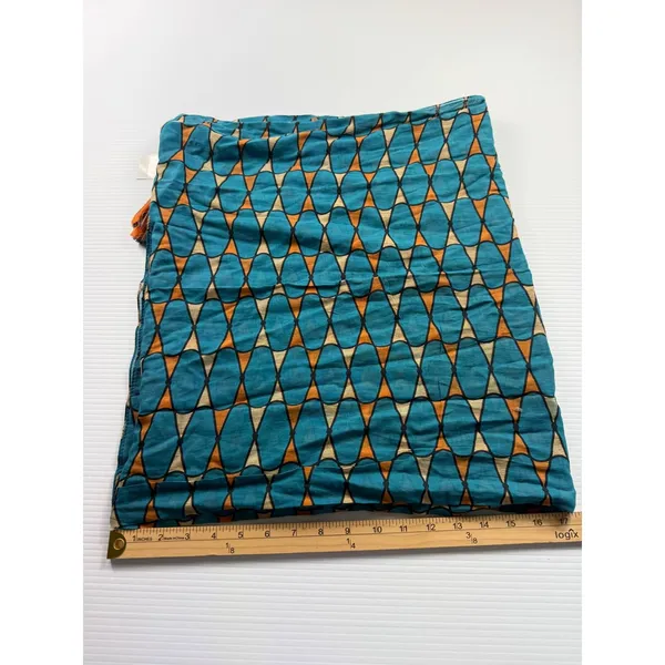 Tickled‎ Pink Teal Retro Tassel Scarf 100% Cotton Geometric Print NWT 20x70" - Image 4