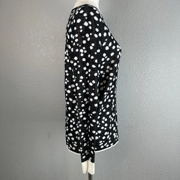 & Other Stories Crew Neck Black Cream Polka Dot Sweater Size S Cotton Modal Silk - Image 6