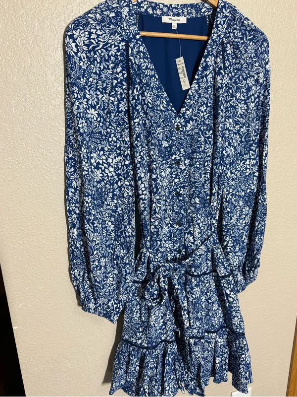 Madewell tie waist tiered mini dress - Image 3