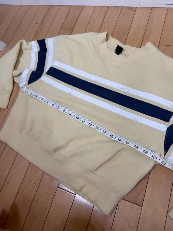 WILD FABLE Pale Yellow Striped Cropped Oversized Sweatshirt Size XXS - Image 4