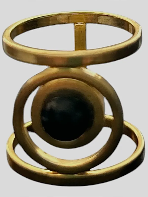 Madewell brass tone ring black stone sz 8 - Image 5