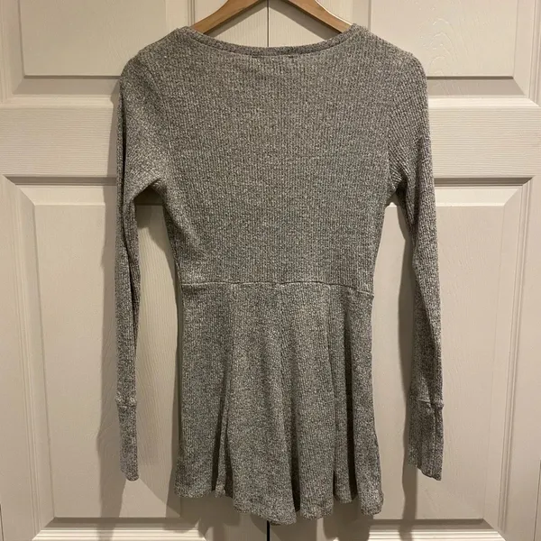 Gray Cozy Akira Long Sleeve‎ Lounge Romper - Image 3
