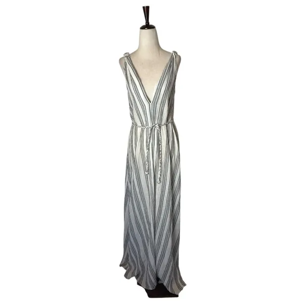LoveShackFancy Dress Women XS Ivory Gray Striped Georgica Maxi Luxury‎ Boho - Image 3