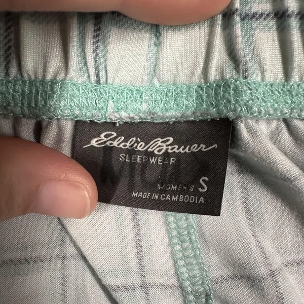 Eddie Bauer Pajama Set Womens Small Green Plaid Tank Top Pants Sleepwear Jersey - Image 7