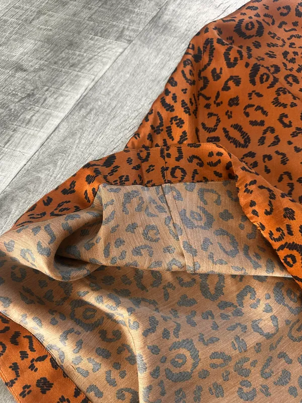 Farm Rio Anthropologie Satin Midi Skirt Leopard Print Size XS - Image 8