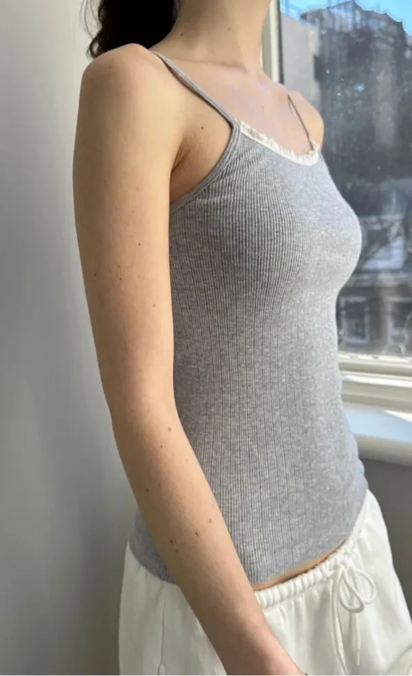Brandy Melville Grey Lace Tank - Image 3
