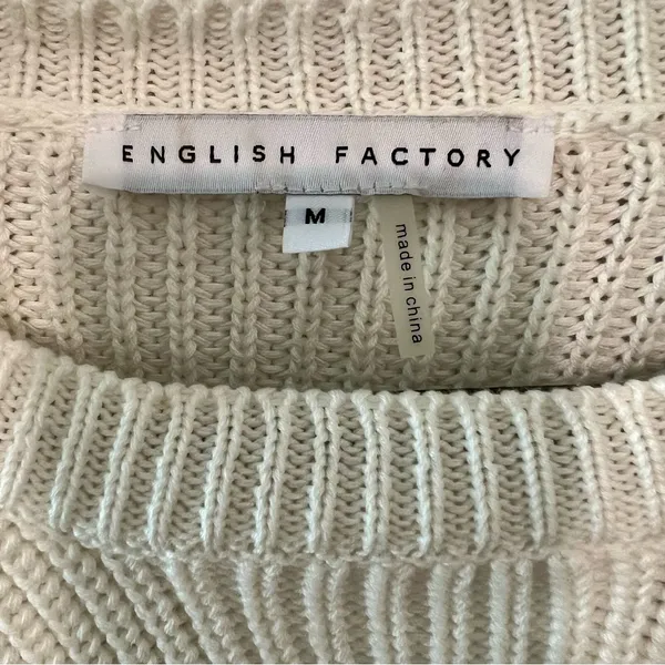 English Factory Cream Sweater with Black Fringe - Image 3