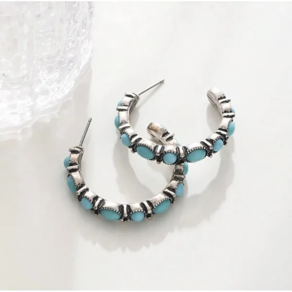 Story by Davinci Earring Set Women OS Turquoise Silver Southwestern Boho 3 Pairs - Image 3