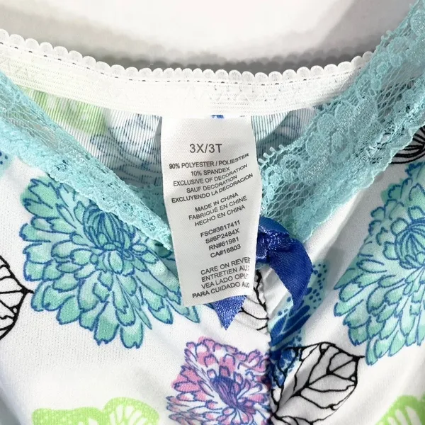 Avon Plus Size 3X‎ Sleep Tank Top Blue White Lace Butterflies Stretch 140 - Image 8