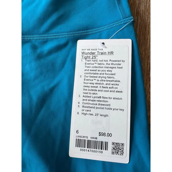 Lululemon Wunder Train High Rise 25” Hawaiian Blue Size 6 NWT - Image 4