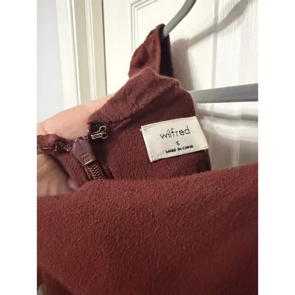 Wilfred‎ Aritzia Ruched Cap Sleeve Mini Dress Wine Red Bodycon - Image 10